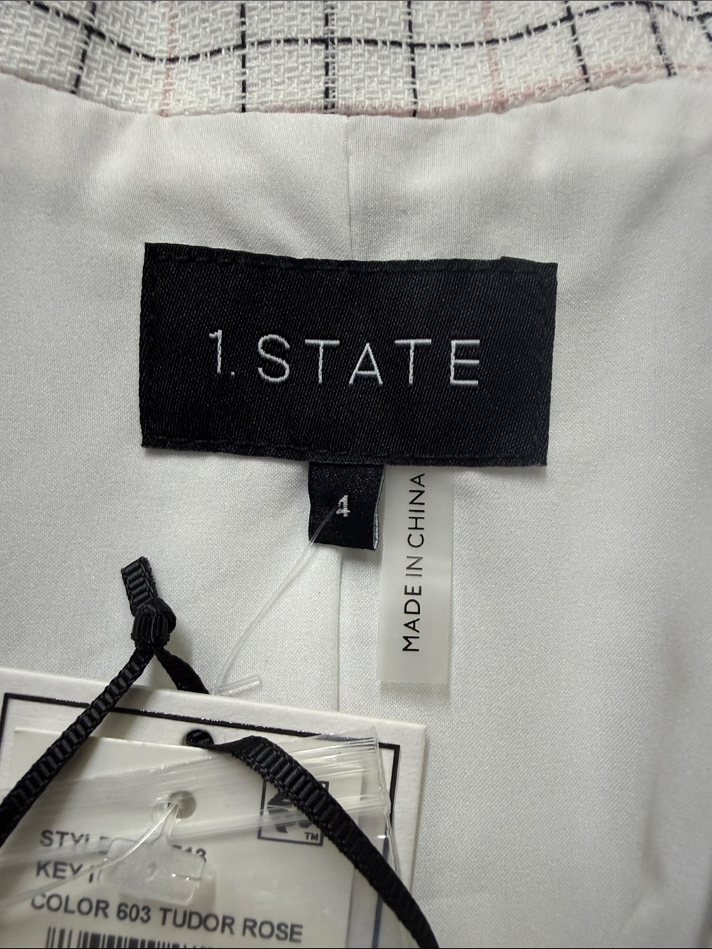 1. State Windowpane One Button Blazer Jacket - Picture 5 of 6